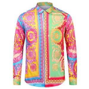 Men's Casual Shirts Luxury Fashion Summer For Big And Tall Men European American Style Colorfull Printing Man Dress312g