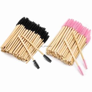 Make -up -Bürsten 100pcs Bambus Mascara -Zauberstäbe Spoolies Lipgloss Applikatoren für Wimpernverlängerung Makeup Pinsel HKD230821