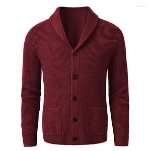 Men's Sweaters Men's Shawl Collar Cardigan Sweater Slim Fit Cable Knit Button Up Black Merino Wool