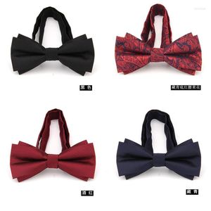 Bow Ties 10Pcs/Lot Red Self Tie For Men Dark Blue Paisley Bowtie Silk Men's Wedding Black Groom Bowties Wholesale B010