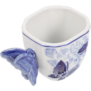 Cups Saucers Small Coffee Mug Butterfly Ceramic Tea Cup Blue White Porcelain Decorative Ceramics