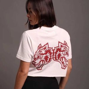 Darcsport Wolf Head Print Fitness Sports Camiseta de treinamento feminino de manga curta solta