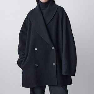 Womens Wool Blends ther0W Winter Women Coat Cashmere Black Color Mangas Combate