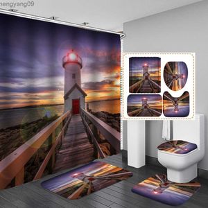 Shower Curtains Romatic Paris Landscape Eiffel Tower Printed Shower Curtain Set Non-slip Carpet Toilet Seat Cushion Shower Curtain Set R230821