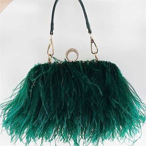 Evening Bags 2023 Women's Evening Bags Trend New Brand Ostrich Hair Banquet Bag Luxury Designer Handbags Fashion Chain Shoulder Bags Clutches HKD230821