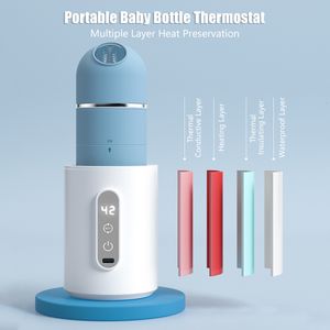 Flaskvärmare Sterilizers# Baby Bottle Warmer Portable Travel USB Laddningsbar utfodring av flaskvärmare termostat med flaskmjölkpulver dispenser 230821
