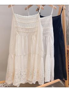 Casual Dresses Boutique Cotton Fine Embroidery Fairy Suspender Dress 2023 Spring Robe Mori Girl