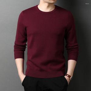 Herrtröjor Spring och Autumn Round Neck Solid Color Sweater Men Knitwear Zde3171