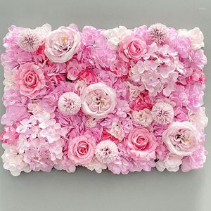 Flores decorativas 40 60 cm de seda rosa painel de parede artificial para casas românticas casamentos