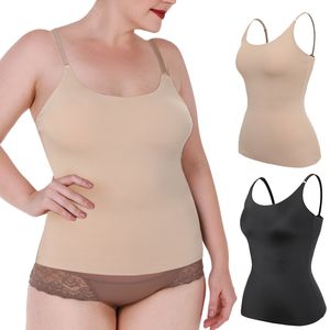 Midje mage shaper scoop nackkomprimering silkeslen cami mage och midja cincher kontroll kropp forma plus plus size camisole tank 230818