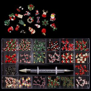 Nagelkonstdekorationer 20*1020pc Festival Celebrity Charms Nail Kit Halloween Christmas Design Bat Ghost Santa Merry Alloy Nails Decorative Charms 3D 230821