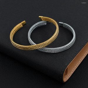 Bangle 7MM Stainless Steel Bracelets Women Jewelry Adjustable Open Wheat Weave Cross High Quality Hand For Girl