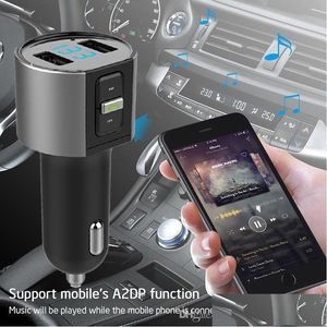 Car Audio O Fm Transmitter Bluetooth 5.0 Mp3 Player Hands Cigarette Lighter Dual Usb Charging Battery Voltage Detection U Disk Play Dhzmr