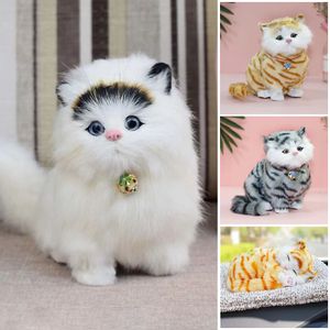 Pluxh Dolls Simulation Mini Cat Toy Toy Cute Past Plow Plush Cats Com Sond Children Gifts Aniversário Imitação Creative Cat Ornamentos Decoração de casa 230821