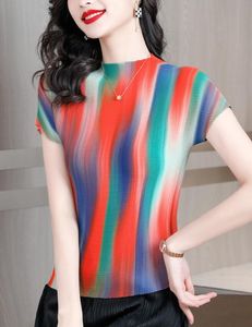 Luxury ISSEY2023 New Short Sleeve Printed Pleated T-shirt