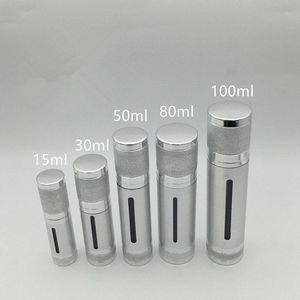 Silver Airless Vacuum Pump Lotion Bottle With White Cap Cosmetic Containers 15ml 30ml 50ml 80ml 100ml F515 Iwfsk Dewib