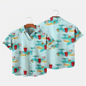 Męskie koszulki męskie wzór koktajlu Męski krótki rękaw retro hawajski styl uliczny harajuku duże odzież 294C