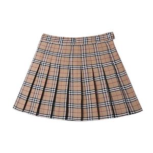 Skirts Contrast Color Plaid Striped Skirt Korean Version of Pleated Skirt Autumn High Waist A Line Plaid Mini Skirt Student Style Sweet W0308