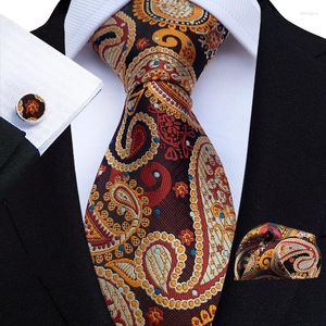 Bow Ties Silk Men Set Green Floral Paisley Slitte Business Formal Pocket Square Cufflinks For Wedding Party Accessories Cravat
