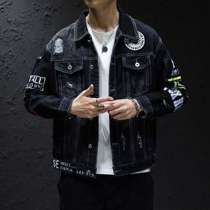 Herrenjacken Denim Jacke Männer Frauen HipHop Streetwear Punk Rave Steampunk Motorrad Cowboy Graffiti Ripped Jacket Outwear Marke Jeans Jacke J230821