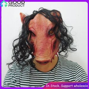 Party Masks Halloween Scary Mask Classic Pig Head Scary Masks Cosplay Party Horrible Animal Masks Realistic Latex Festival Pig Mask Supplies 230820