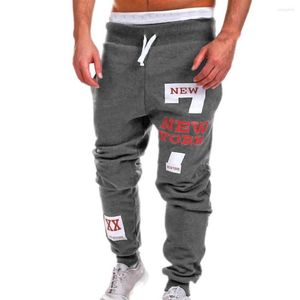 Calça masculina masculina as calças de cordão de tração de homens casuais joggers sportswear slim fit multi-bocket228g