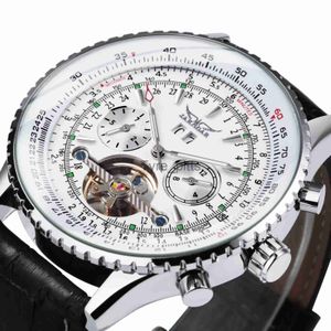 Inne urządzenia do noszenia jaragar sportowe zegarki mechaniczne Tourbillon Automatyczni mężczyźni oglądają wielofunkcyjny SUB-DIALS Luksusowy zegar skórzany pasek x0821