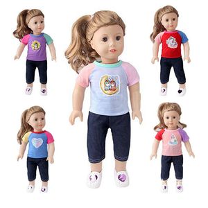 43 cm Puppenkleidung Fashion T-Shirt 18 Zoll Puppenzubehör Weihnachtsgeschenke Kawaii Artikel für amerikanische Mädchen Puppen DIY Dressing