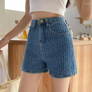 Women's Shorts Trendy High Waist Women Casual Solid Color Button Denim Summer Female Loose Wide Leg Retro Ladies Jeans