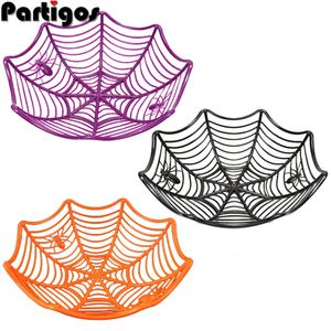 Altre forniture per feste di eventi Halloween Black Orange Purple Bowl Web Piatto di frutta Pacchetto Baschetto per biscotti Cestino o Trotola DEGAZIONI PER 230818