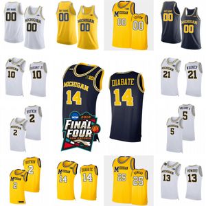 カスタムXS-6XLミシガンウルヴァリンカレッジバスケットボールジャージ10ティムハーダウェイジュニア14 Moussa Diabate 13 Moritz Wagner 21 Franz Wagner 22 Duncan Robinson Jalen Rose