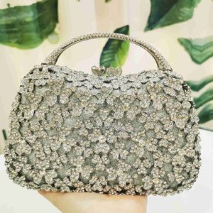 イブニングバッグXiyuan Lady Diamond Floral Clutch Women Stone Inventing Bags Ladies Crystal Handbags and Purces Wedding Gala Dinner Minaudiere Bag HKD230821