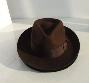 Szerokie brzegowe czapki wełna wełna fedora czapka unisex poczuć fedoras dla dorosłych moda trilby na nakrycia głowy mans cap b8130 230821