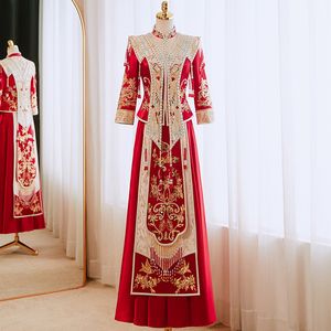 Kina traditionell trend hanfu xiuhe kostym orientalisk bröllopsceremoni bär kinesisk brudklänning klassisk gammal unik dräkt