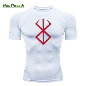 Мужские футболки аниме Berserk Print Mens Compression Рубашки с коротким рукавом тренировки.