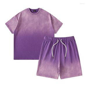 Kläder sätter flickor sportkläder bomull casual hip hop dans kläder sommar trendiga tie-dye t-short shorts 2 st pojkar träning barn