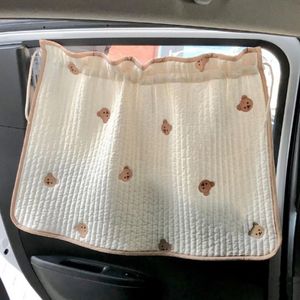 Stroller Parts Accessories Cute Cartoon Embroidered Thickened Cotton Baby Car Window Sunshade Cover UV Protection Suction Cup Installed Sliding Curtain 230821