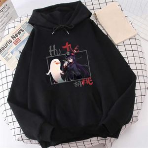 Harajuku Hoodie Aesthetic Men Streetwear Genshin Impact Pullover Hu Tao Ghost Elves Printed Oversized Sweatshirt Winter Women2852