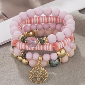 Strand boho dolce rosa glassale perline bracciale per ragazze in lega di moda tassel braccialetti donne donne bijoux vacanza regalo