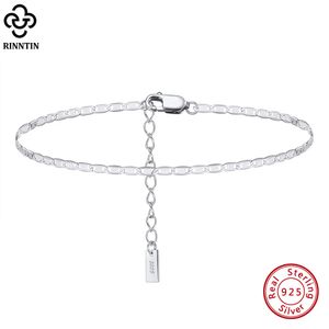 Tornozeleiras Rinntin italiano Sparkle Mirror Link Chain Anklet Anklet feminino 925 Silver Summer Feoth Chain Fashion Fashion Straps Jewelry SA29 230821