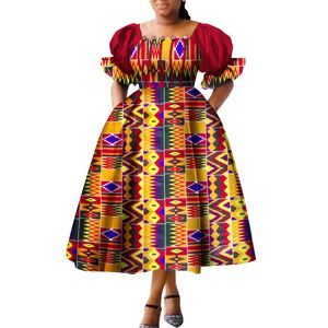 Afrikansk stilklänningar för kvinnor puffhylsa med hög midja klänningar ankara afrikansk klänning prinsessan klänning robe africaine femme wy9970