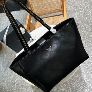 35cm Women Classic Jumbo Tote Bag with Inner Flap Pocket Matelasse Chain Strap Gold Metal Hardware Real Leather Large Capacity Travel Shopping Shoulder Handbag