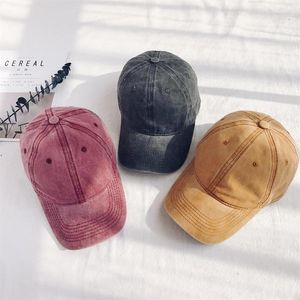 Casual Men Cotton Wash Solid Baseball Cap Vintage Women Baseball Hat Girl Regulowane Caps Caps Hats Drop 1197y