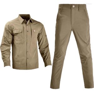 ジムの服ハンワイルドタクティカルスーツカジュアルシャツの男性戦闘パンツ軍隊のユニフォームトップハイキングセット屋外の作業服の軽量
