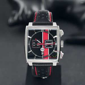 Wristwatches 2023 Top Brand Men's Quartz 55 America Special Limited Edition Black Dial Leather Strap Watch Luxury Wristwatch Relogi