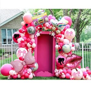 Altre forniture per feste di eventi Pink Princess Balloon Garland Arch Kit Foil Disco Disco 4D Balloons Decorazioni per matrimoni Bridal Girl Birthday Baby Shower 230818