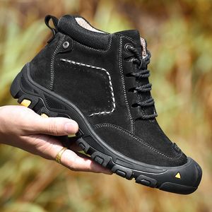 Boots Men Autumn Winter Genuine Leather Boots With Fur Outdoor Shoes Men Fashion Ankle Men's Boots Hiking Man Snow Boots Casual Shoes 230818