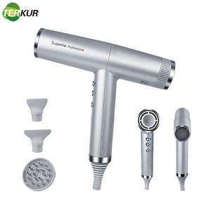Hair Dryers Frequency Conversion Professional Salon Ionic Hair Dryer Light Weight Strong Wind 6 Speed Negative Ion Bolwdryer with 3 Nozzle 230821