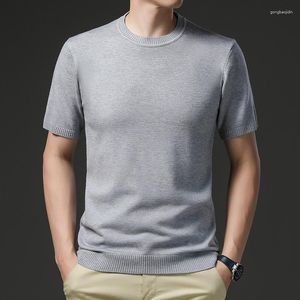 Men's Sweaters Short Sleeve Solid Color Knitted Pullover Multi-color Casual And Versatile Comfortable For Daily Use