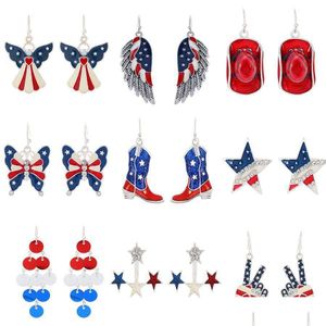 Stud Fashion Pentagram USA Flagowe kolczyki American Independence Day Series Bells Star Biżuter